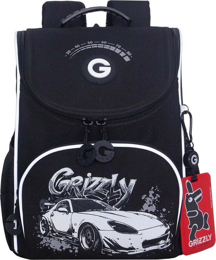 Школьный рюкзак Grizzly RAm-685-6 (черный/серый)