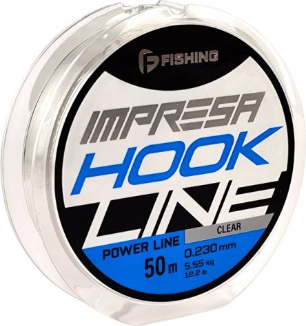 Леска монофильная F-Fishing Impresa Hook Line Clear 50м 0.230мм 5.55кг / FIMC5-0230