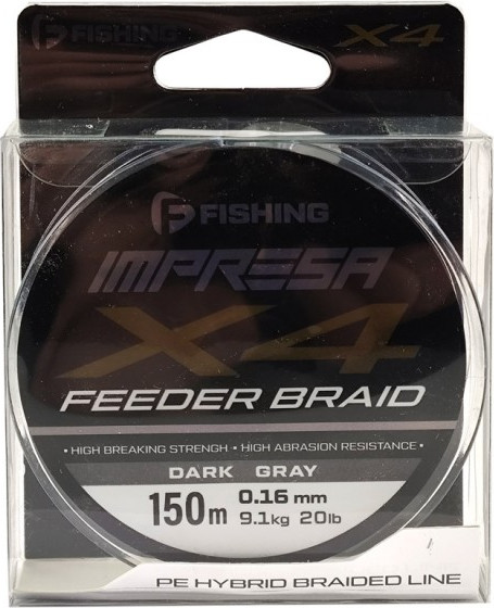 Леска плетеная F-Fishing Impresa Braid PE X4 Feeder 150м Dark Grey 0.16мм / FIMB1504-016 — фото 3