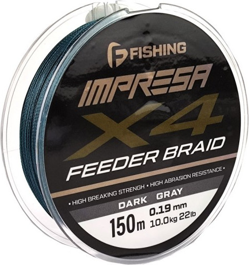 Леска плетеная F-Fishing Impresa Braid PE X4 Feeder 150м Dark Grey 0.19мм / FIMB1504-019