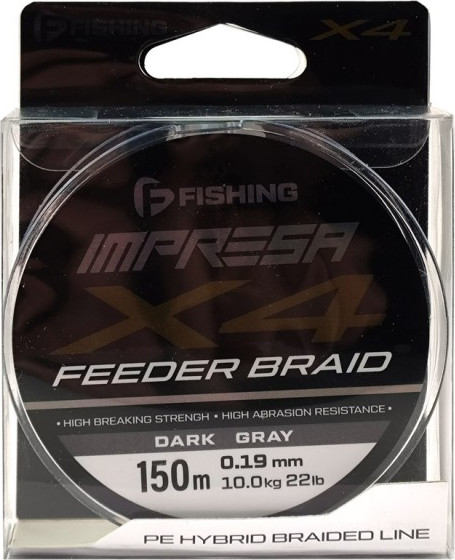 Леска плетеная F-Fishing Impresa Braid PE X4 Feeder 150м Dark Grey 0.19мм / FIMB1504-019 — фото 3