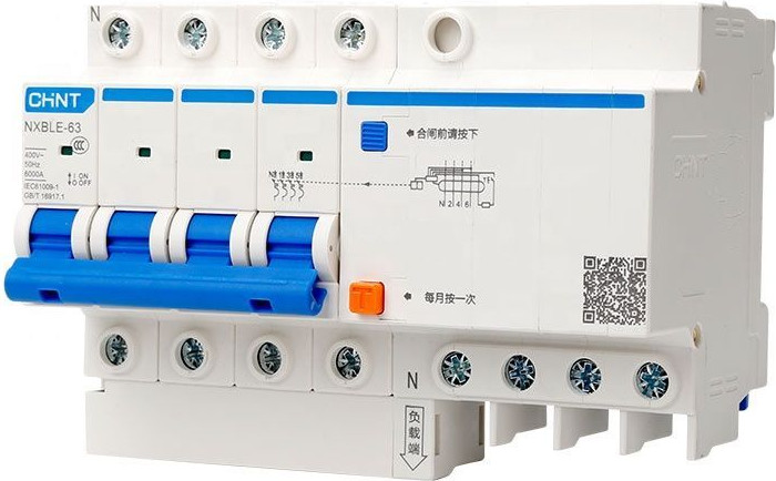 Дифференциальный автомат Chint NXBLE-63 4P C10 30мА тип AС 6кА / 982156