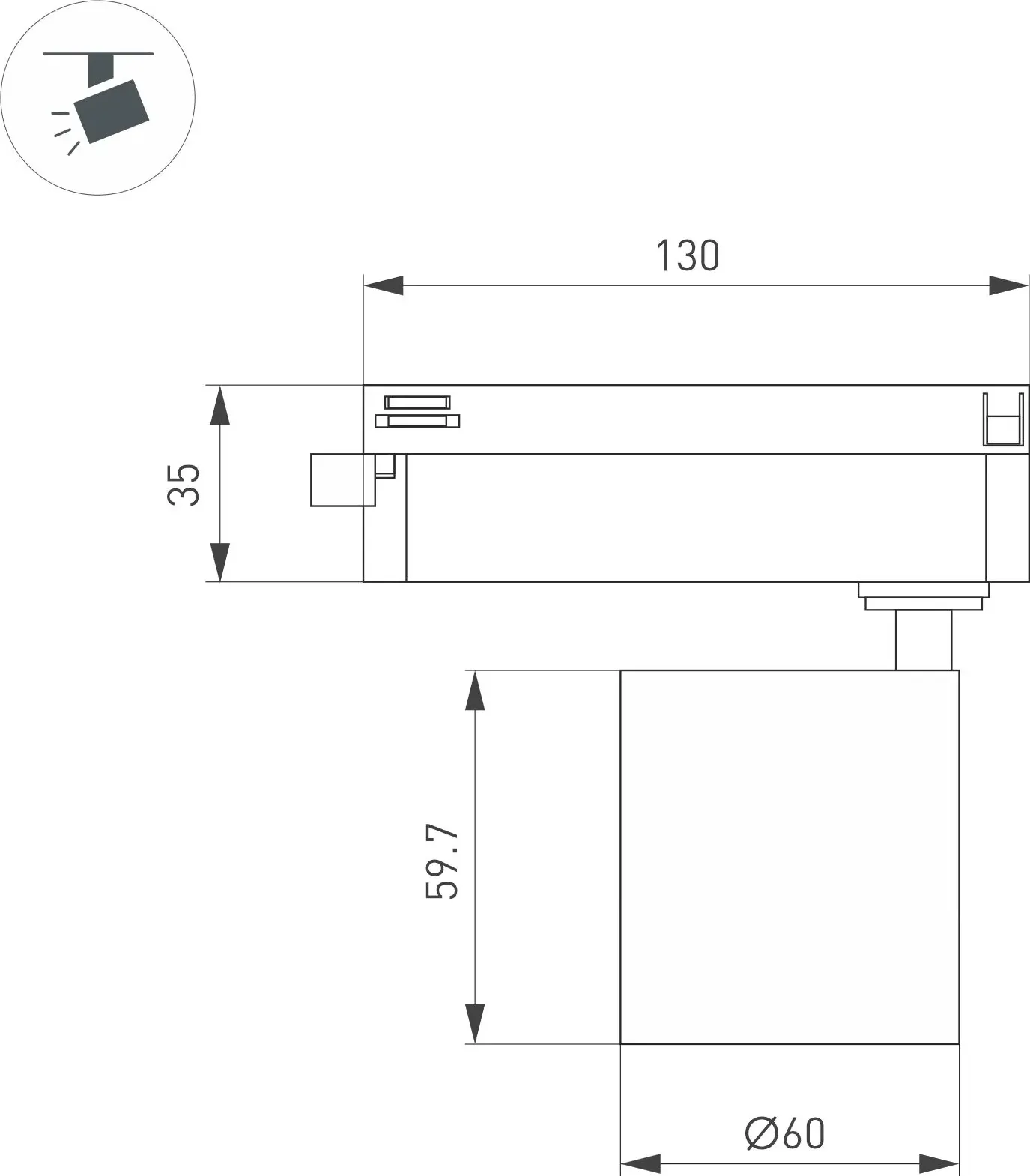 Трековый светильник Arlight LGD-DYKE-2TR-R60-8W Day4000 WH 20 deg / 052149 — фото 6