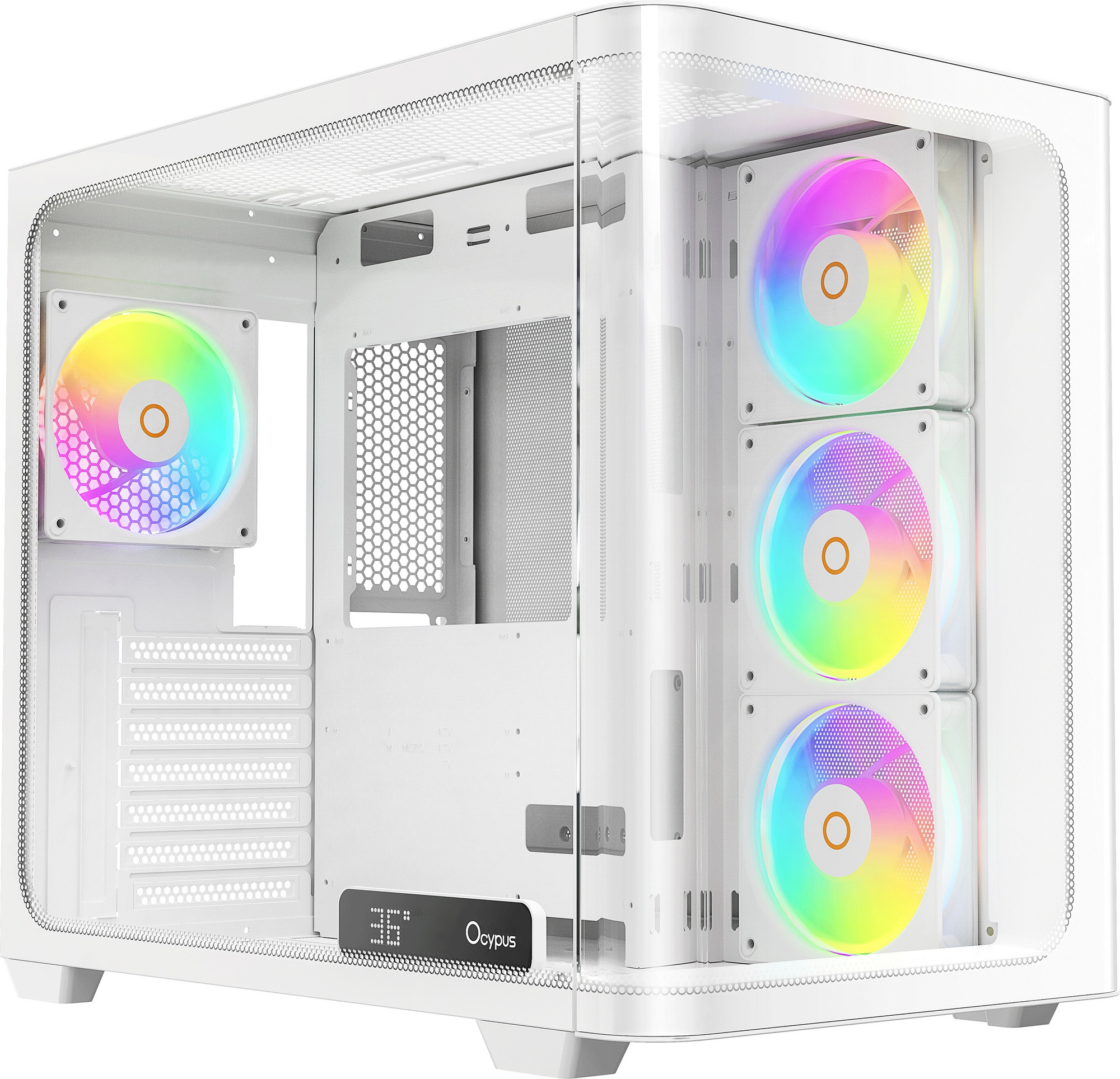 Корпус для компьютера Ocypus Iota C70 WH Curve ARGB Digital / Iota-C70-WHD400CD-GL (без БП)