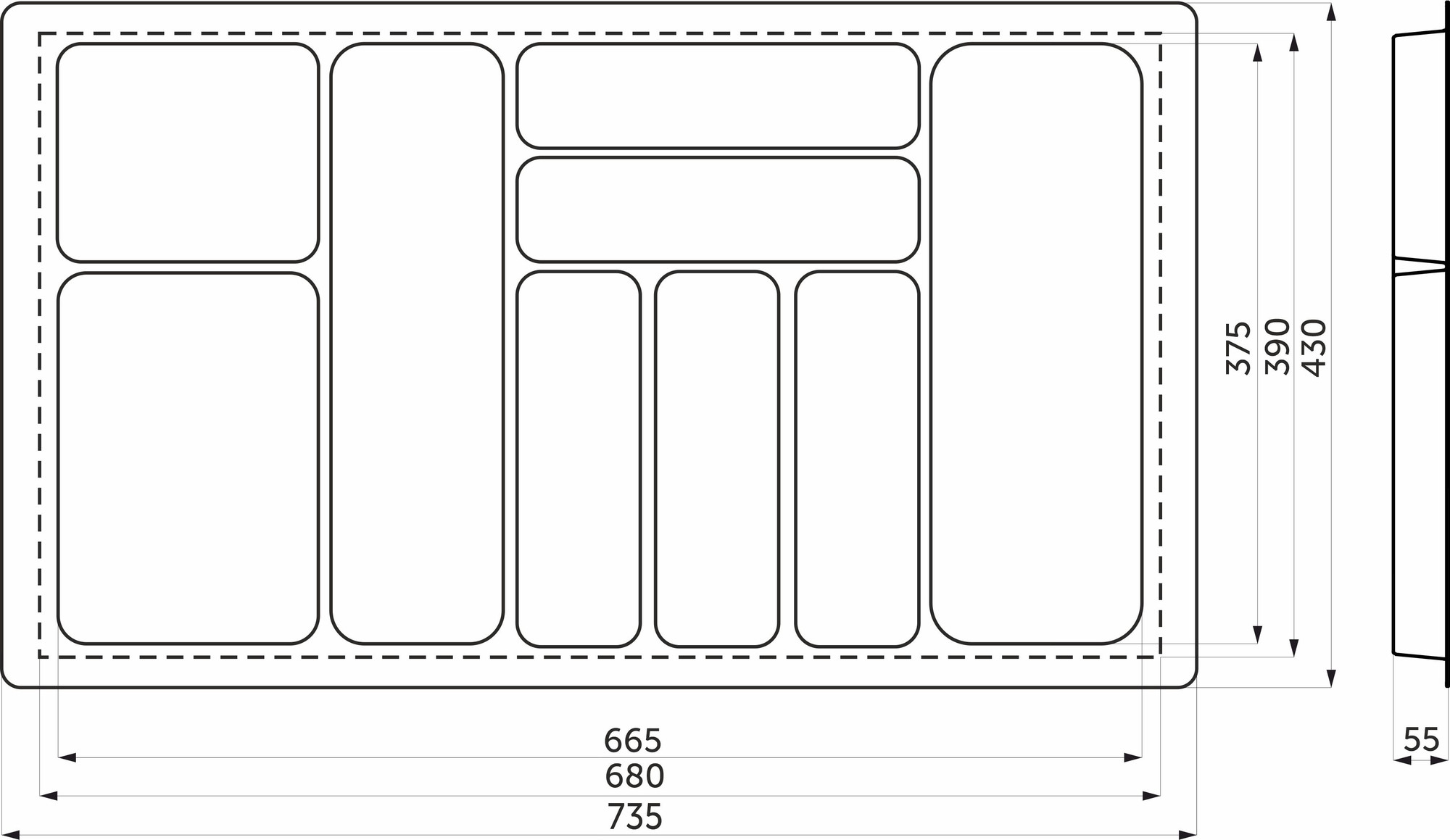 Органайзер для столовых приборов AKS 800 Basic 735x430 / 114 056 (серый) — фото 4