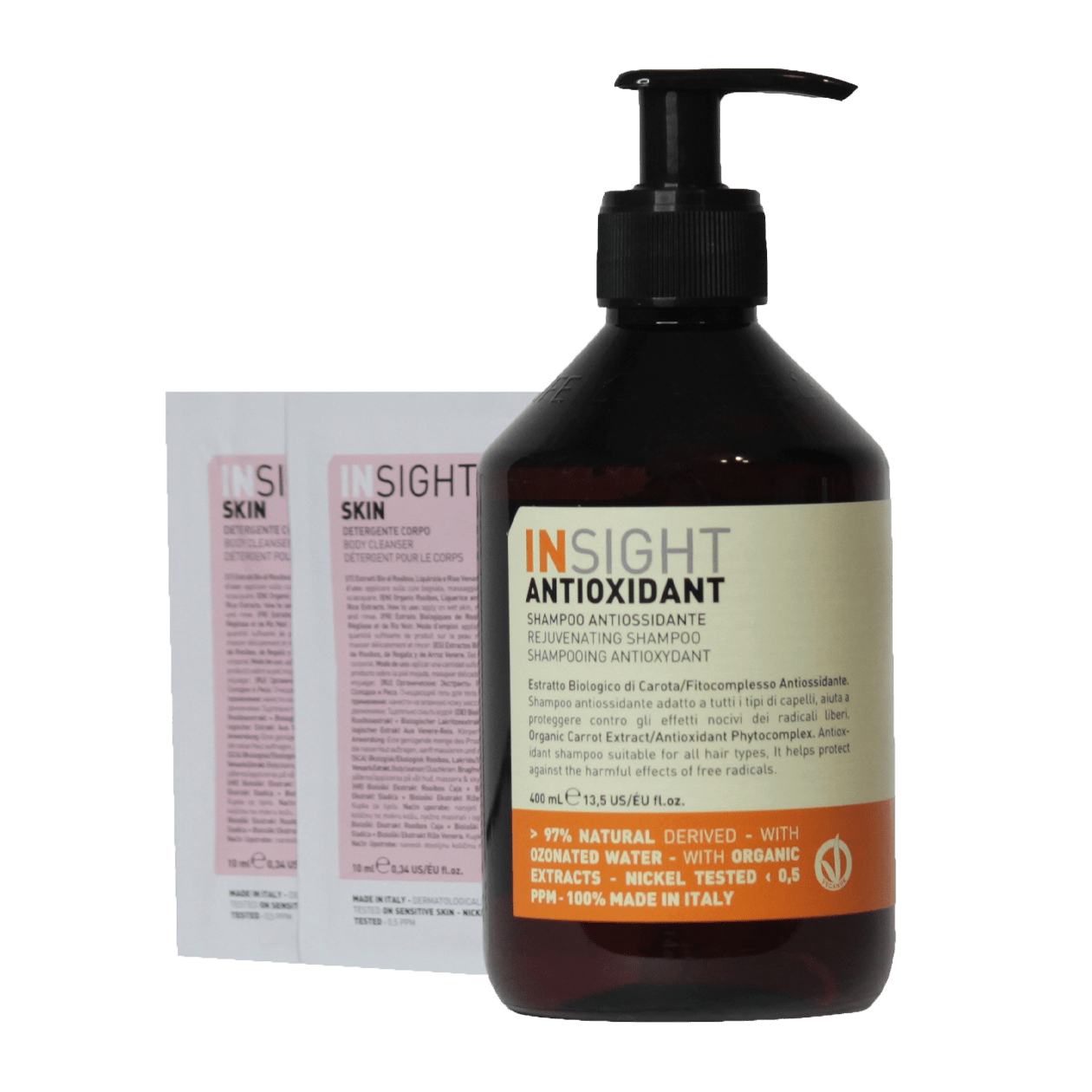 Набор косметики для волос Insight Antioxidant Шамп 350мл+Шампунь-кондиц Colored Protettivo 2x10мл (стекло)