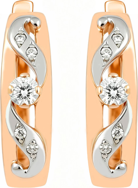 Серьги из красного золота Кристалл C674600226773 (с бриллиантами)