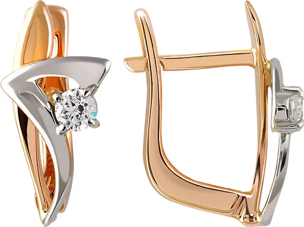 Серьги из комбинированного золота Кристалл CI35600226773 (с фианитами)