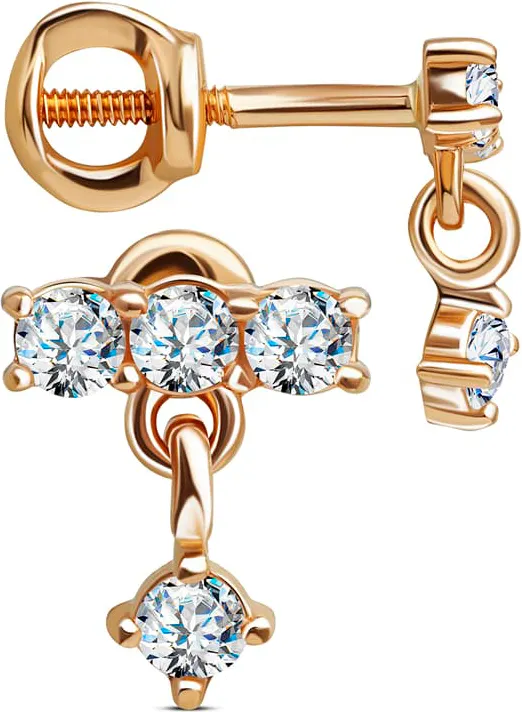 Серьги из красного золота Кристалл CM83800226773 (с фианитами)
