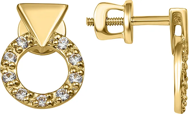 Серьги из желтого золота Кристалл CN96400226773 (с фианитами)