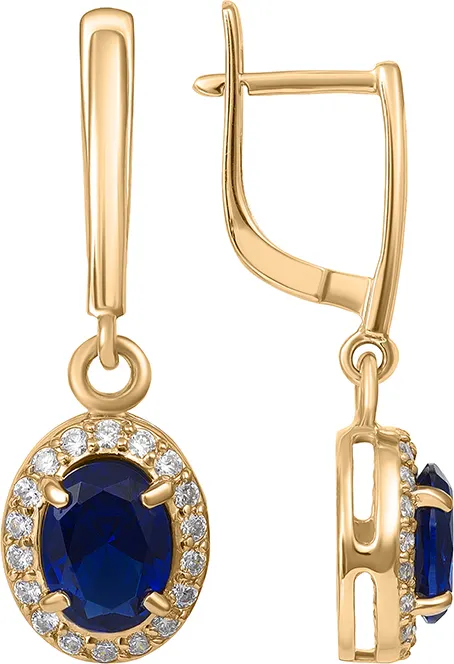 Серьги из красного золота Кристалл CP05000226773 (с фианитами и сапфирами)
