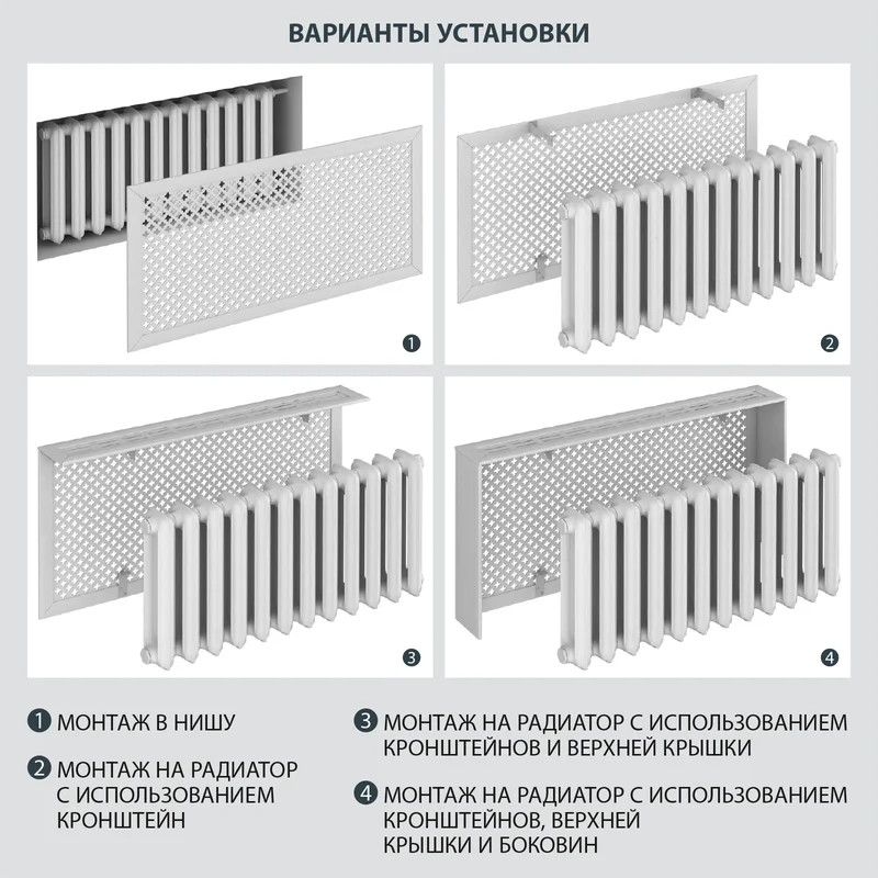 Экран для радиатора Стильный Дом Цветы 90х60см (с крышкой и боковинами, дуб сонома) — фото 5