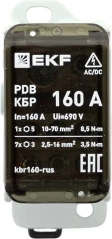 Распределительный блок на DIN-рейку EKF PROxima КБР 160A / kbr160-rus — фото 2