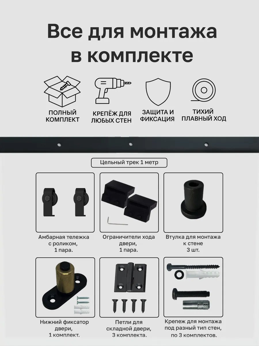 Комплект фурнитуры для складных дверей Asvik BDHB10SP/1 — фото 4