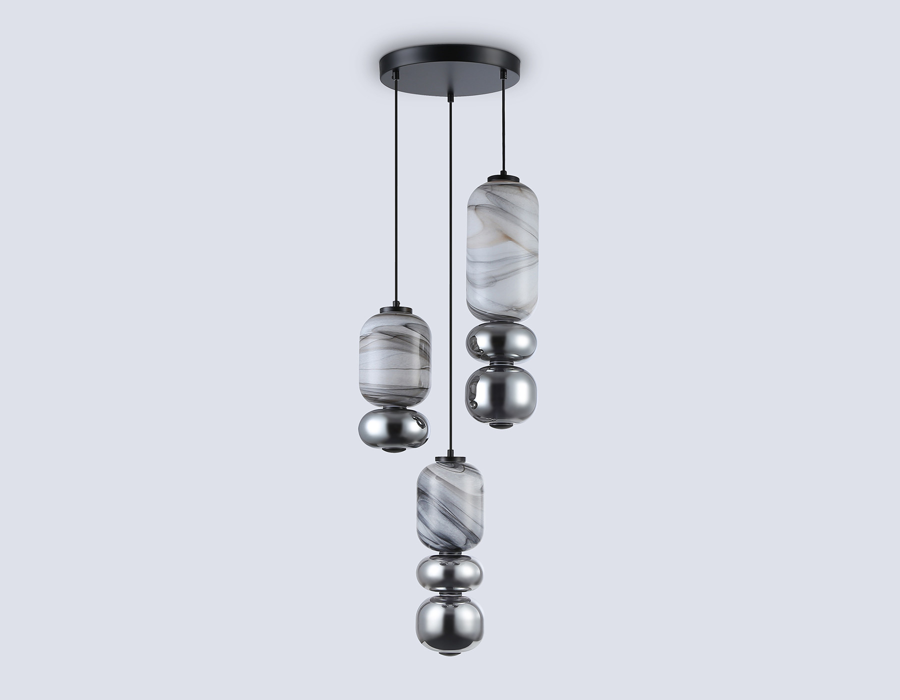 Люстра Ambrella LH11036/3 BK/MG/SM (черный/мраморно-серый/дымчатый) — фото 3