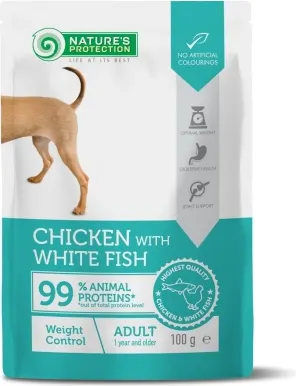 Влажный корм для собак Nature's Protection Adult Weight Control С кур., бел. рыб./ NPUPF63661 (22шт) — фото 2