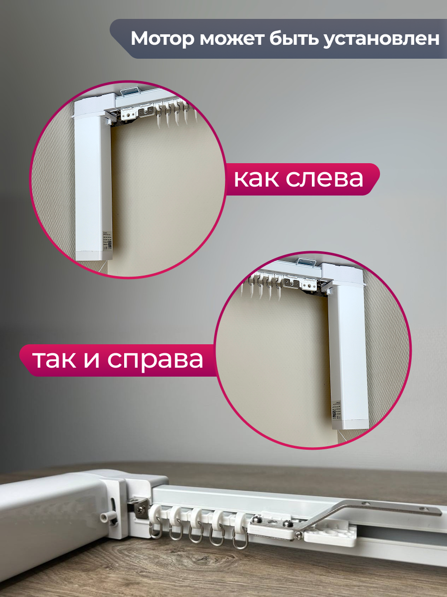 Электрокарниз для штор АС ФОРОС WF Настенный составной (4м, раздвижение центральное) — фото 4