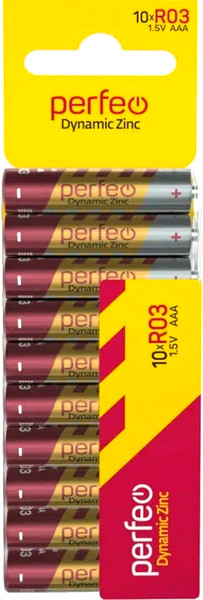 Комплект батареек Perfeo R03/10SH Card Dynamic Zinc 10/120/1080