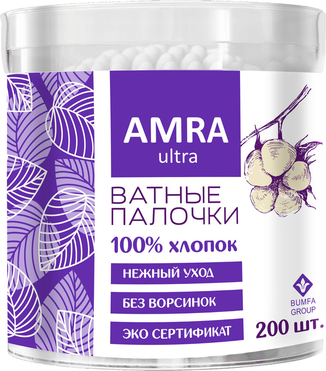 Ватные палочки Amra Стакан (200шт)
