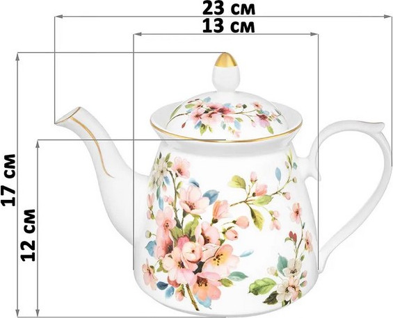 Заварочный чайник Elan Gallery New Bone China Яблоневый цвет на белом / 420789 — фото 4