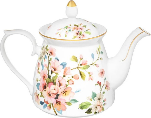 Заварочный чайник Elan Gallery New Bone China Яблоневый цвет на белом / 420789