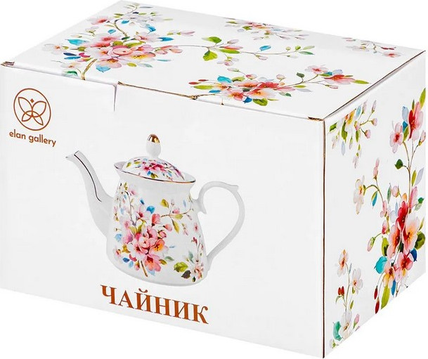 Заварочный чайник Elan Gallery New Bone China Яблоневый цвет на белом / 420789 — фото 5