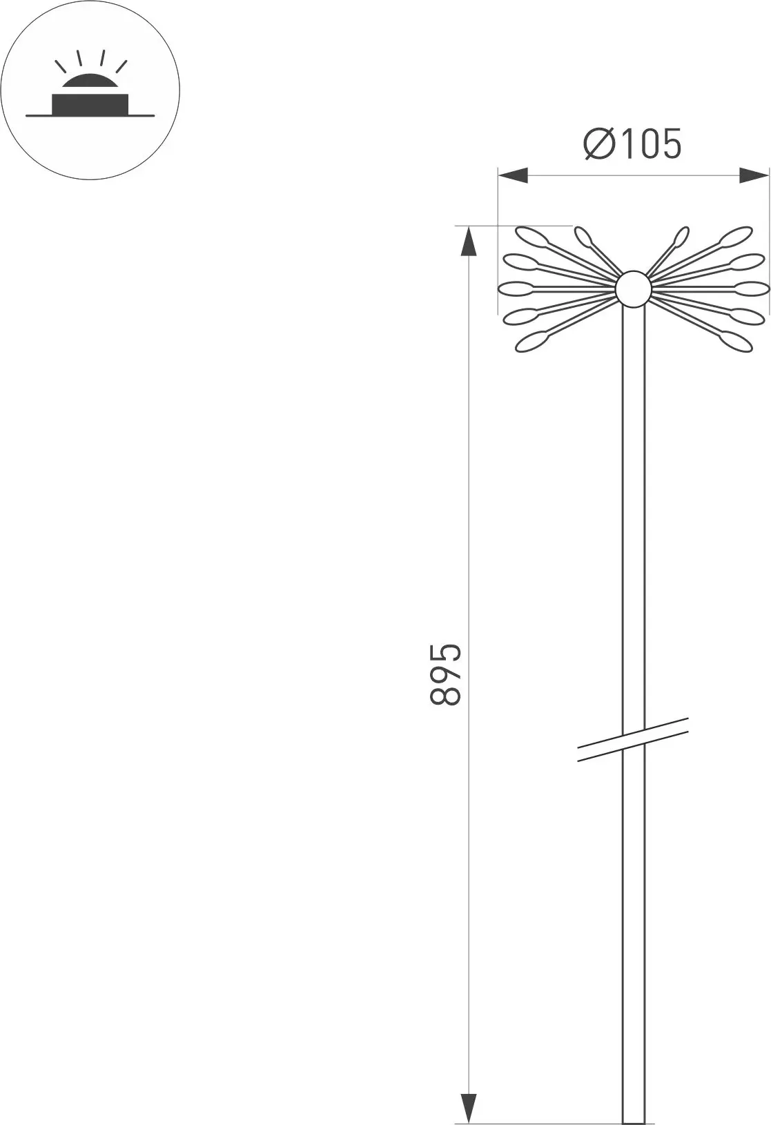 Светильник уличный Arlight KT-DANDEL-BOLL-H895-0.5W Warm3000 WH 24 deg / 050680 — фото 3