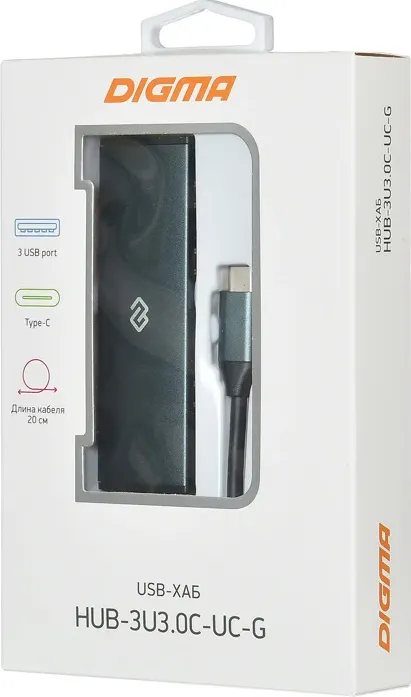 USB-хаб Digma HUB-3U3.0С-UC-G (серый) — фото 6