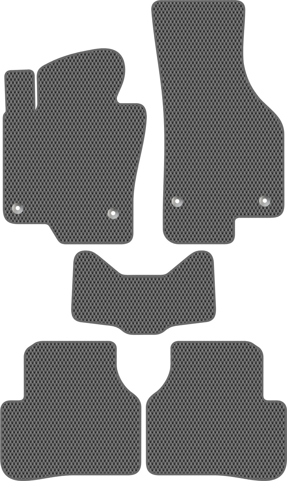 Комплект ковриков для авто Alicosta 1393_2-сер для Volkswagen Passat VI/VII седан/B7/B6 2005-2015 (EVA ромб, серый)