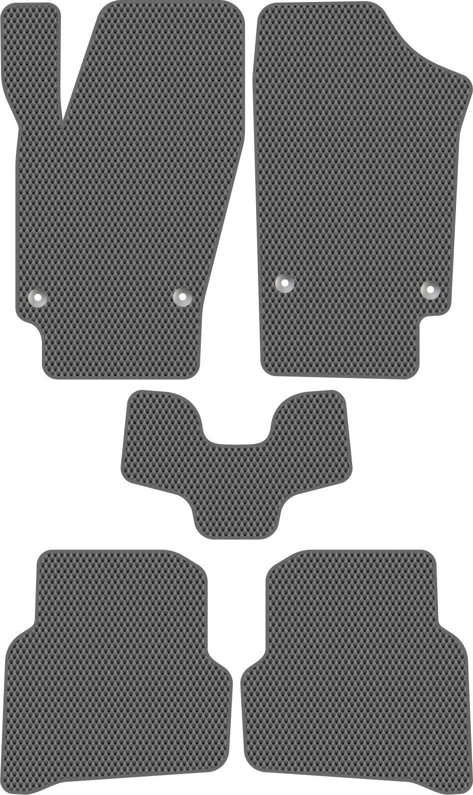 Комплект ковриков для авто Alicosta 1413_2-сер для Volkswagen Polo V седан/614/604/6C1/612 2008-2020 (EVA ромб, серый)