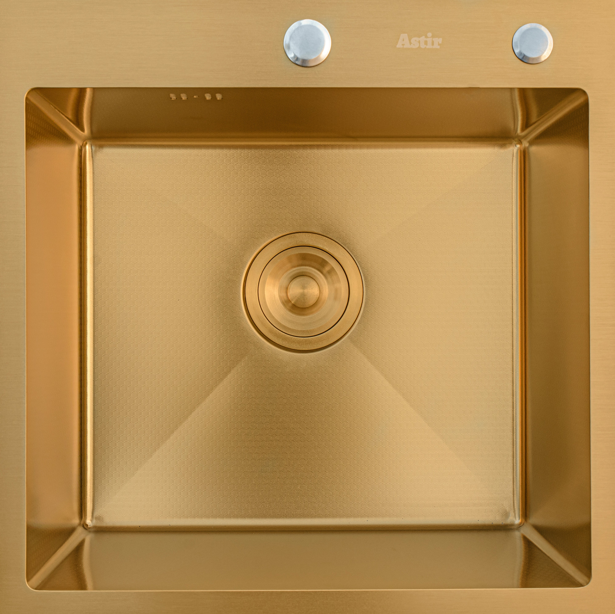 Мойка кухонная Astir Decor PVD Gold 50x50G (с сифоном, дозатором и коландером) — фото 2