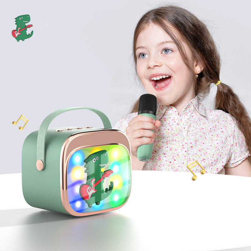 Портативная колонка Maxtop КК03 Динозавр с двумя микрофонами / КК03D (зеленый) — фото 4