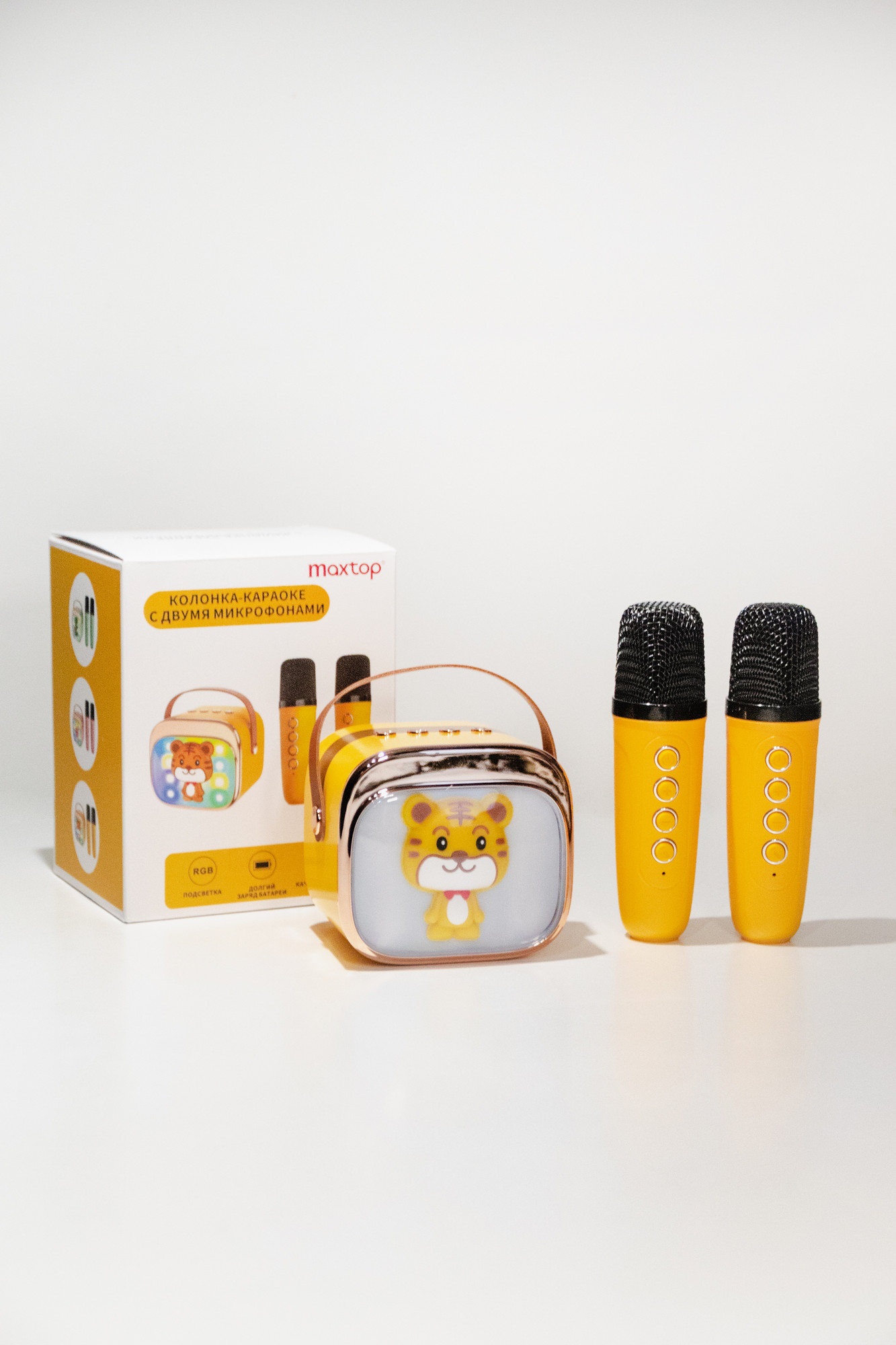 Портативная колонка Maxtop КК03 Тигр с двумя микрофонами / КК03T (желтый) — фото 6