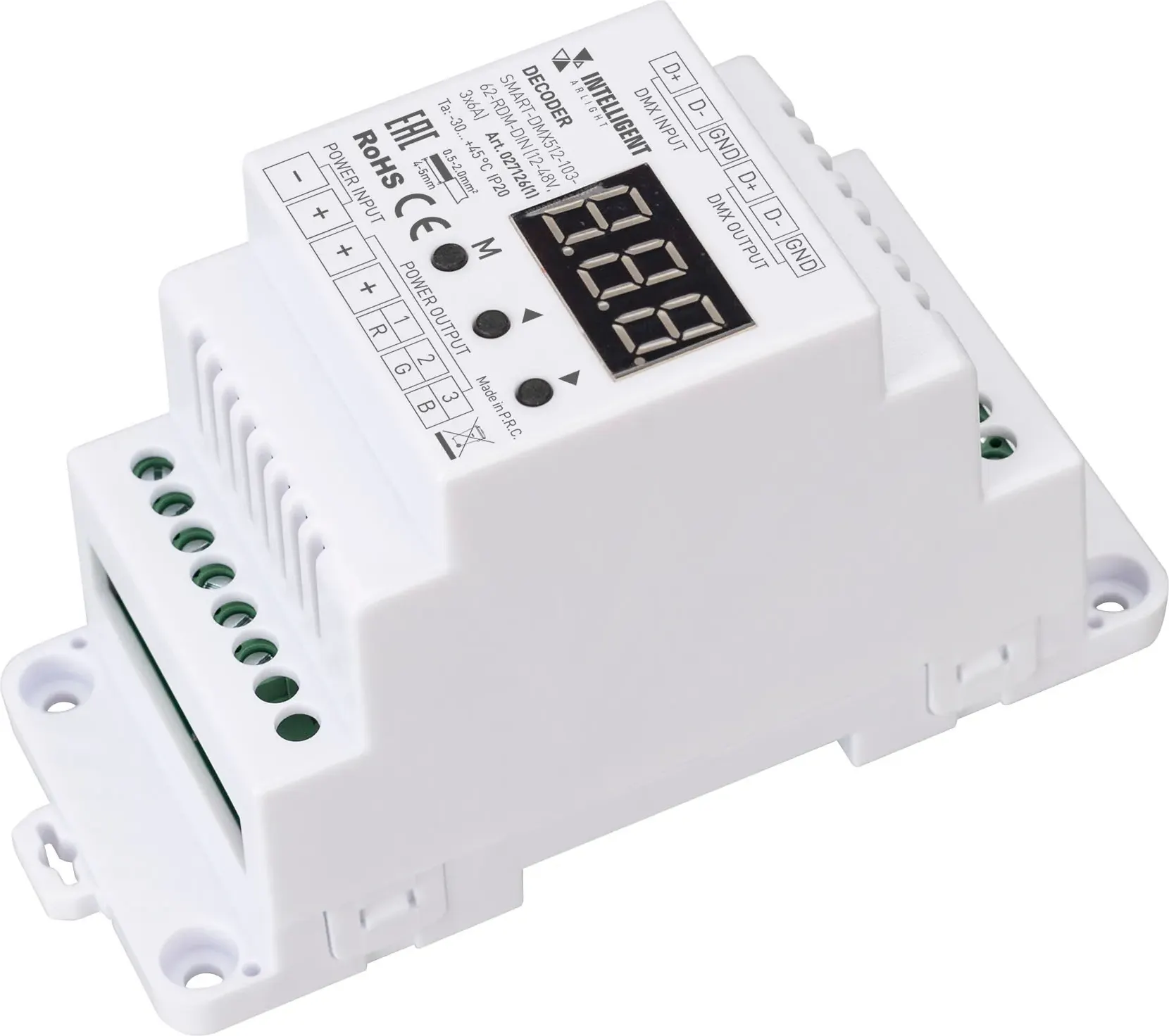 Декодер для светодиодной ленты Arlight Intelligent SMART-DMX512-103-62-RDM-DIN 12-48V 3x6A / 027126(1)
