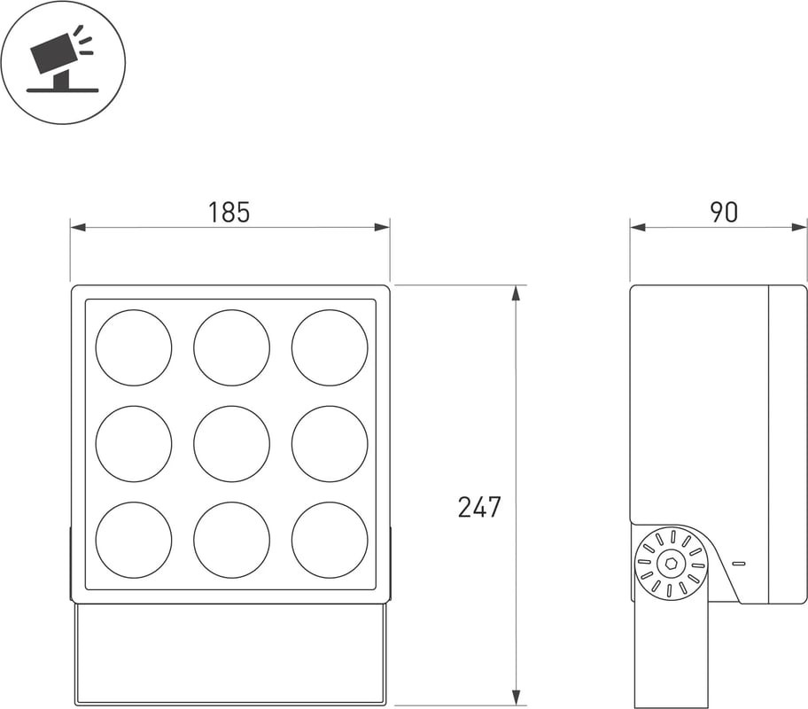 Прожектор Arlight ALT-BLOCK-S185x185-36W Day4000 GR 60 deg 230V IP66 / 055254 — фото 4
