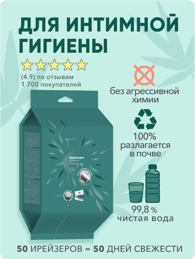 Влажные салфетки для интимной гигиены E-Rasy Для женщин (50шт) — фото 2