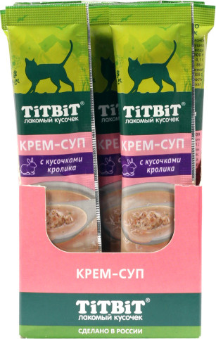 Лакомство для кошек TiTBiT Крем-суп для кошек с кусочками кролика / 14622 (10гx16шт) — фото 6