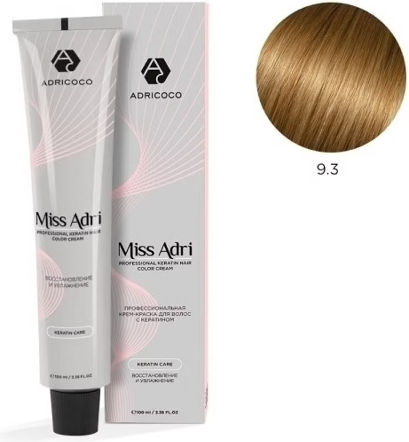 Крем-краска для волос Adricoco Miss Adri 9.3 (100мл, очень светлый блонд золотистый)