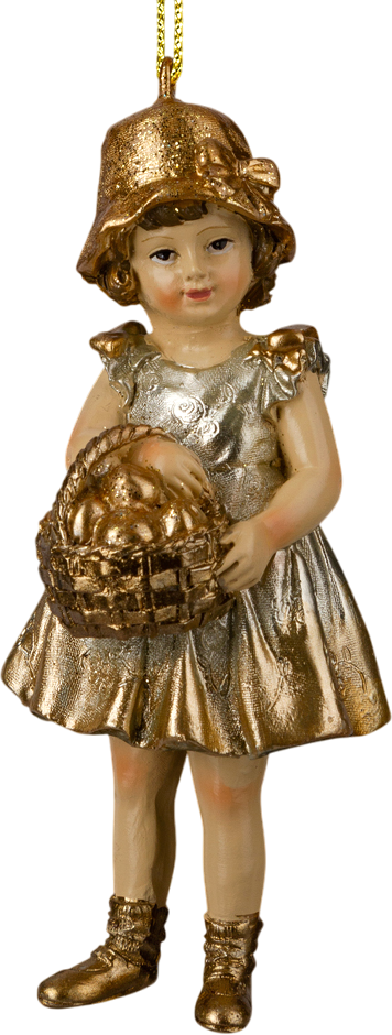 Елочная игрушка Erich Krause Decor. Девочка с корзинкой золотая / 64498