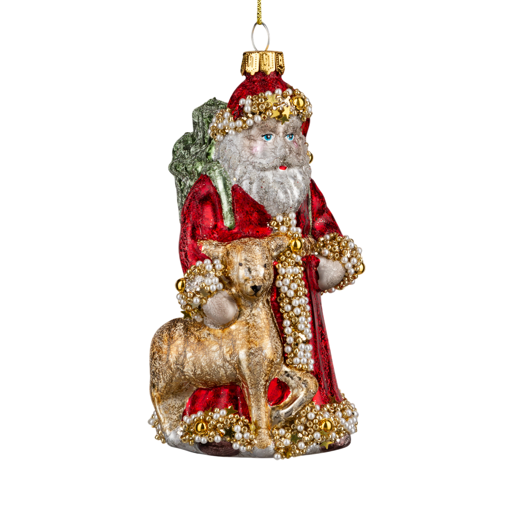 Елочная игрушка Erich Krause Decor. Дед Мороз с олененком / 64416