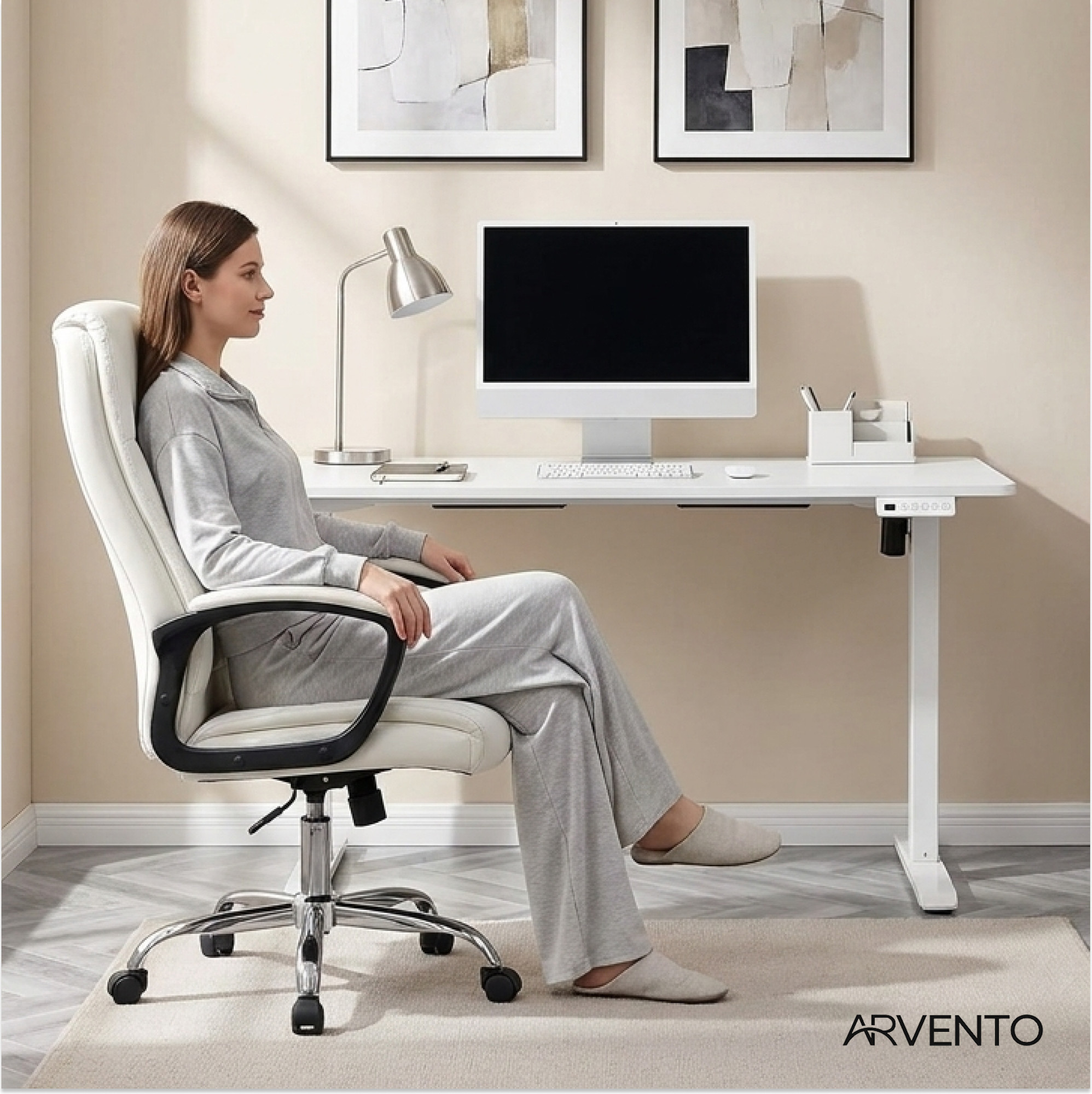 Стол с подъемным механизмом Arvento Spenser 120x60x72-120 (белый) — фото 5