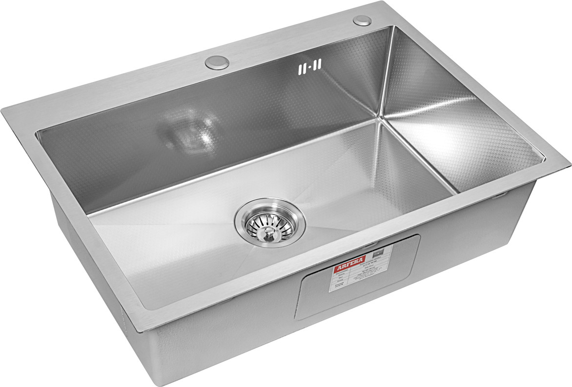 Мойка кухонная Arfeka ECO AR 70x50+CL AR G+DS AR (Satin Decor, с дозатором и коландером) — фото 3