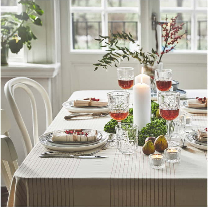 Скатерть Ikea Vinterfint / 405.591.85 (красный/бежевый/полоска) — фото 2