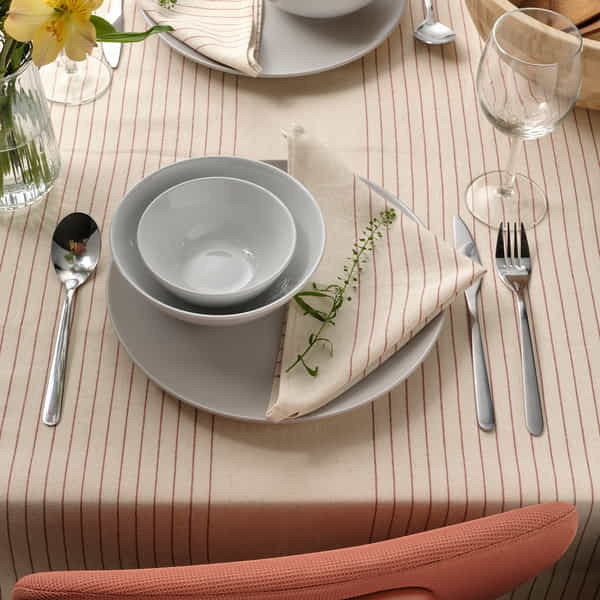 Скатерть Ikea Vinterfint / 405.591.85 (красный/бежевый/полоска) — фото 4