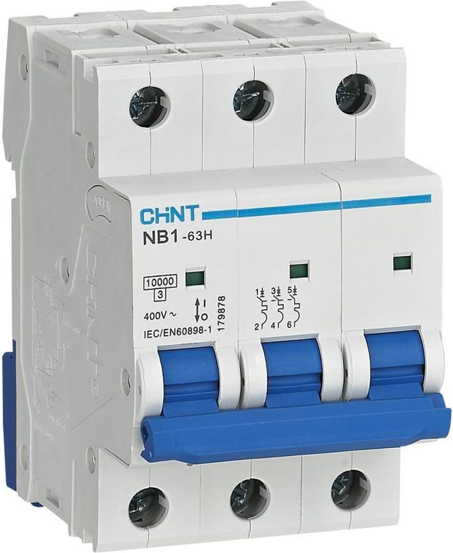 Выключатель автоматический Chint NB1-63H 3P 16А 10кА х-ка D (R) / 179882