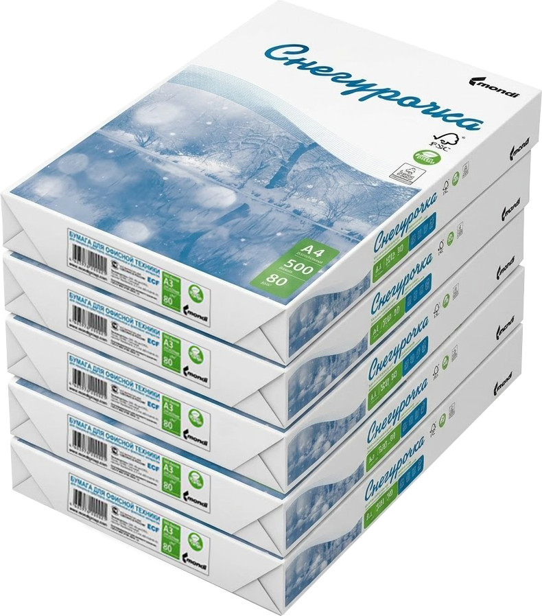 Бумага Снегурочка А4 80г/м2 / SYKT255 (5x500л)