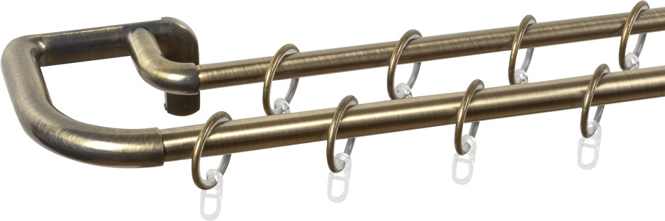Карниз для штор UG HOME Раздвижной 2-рядный / 2UT-230-330-AB (античная латунь, 2.3-3.3м)