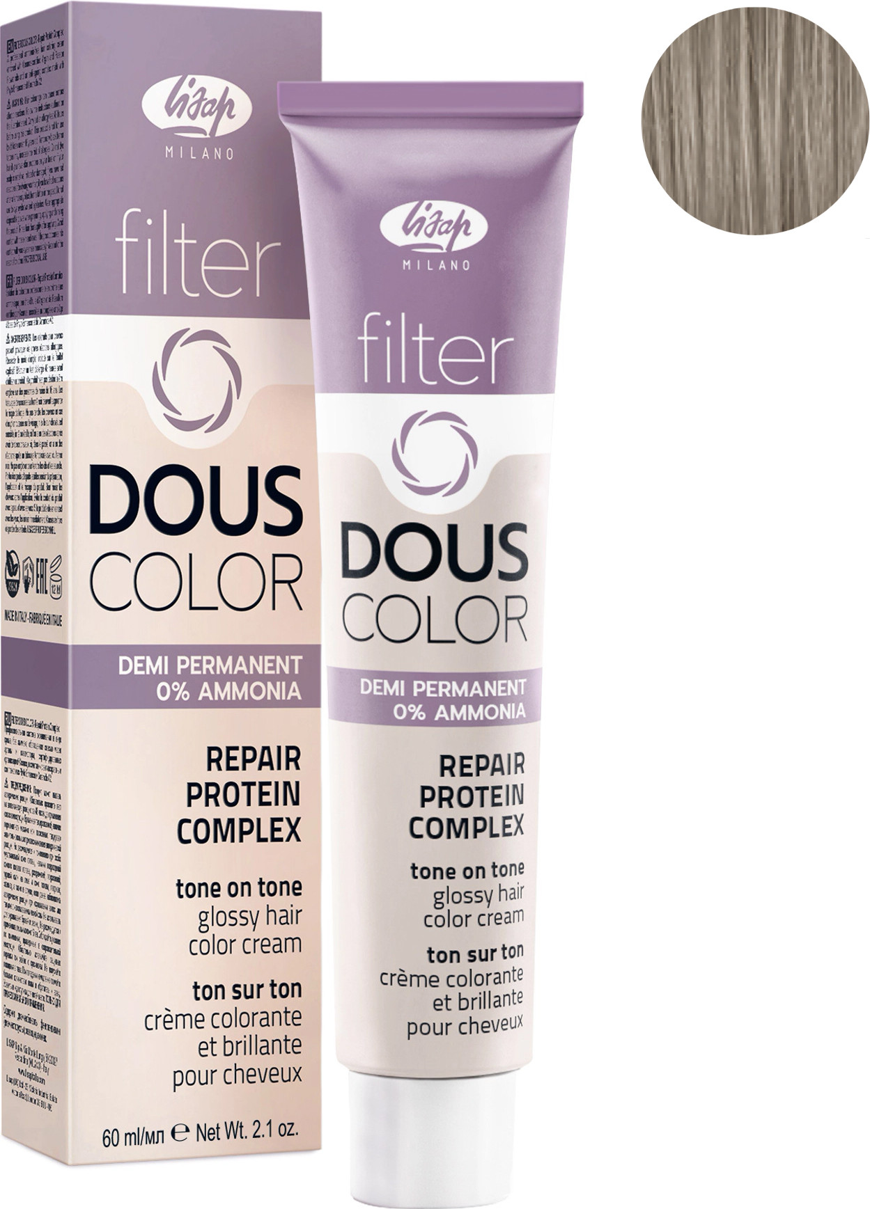 Крем-краска для волос Lisap Filter Dous Color тон 10/28 (60мл)