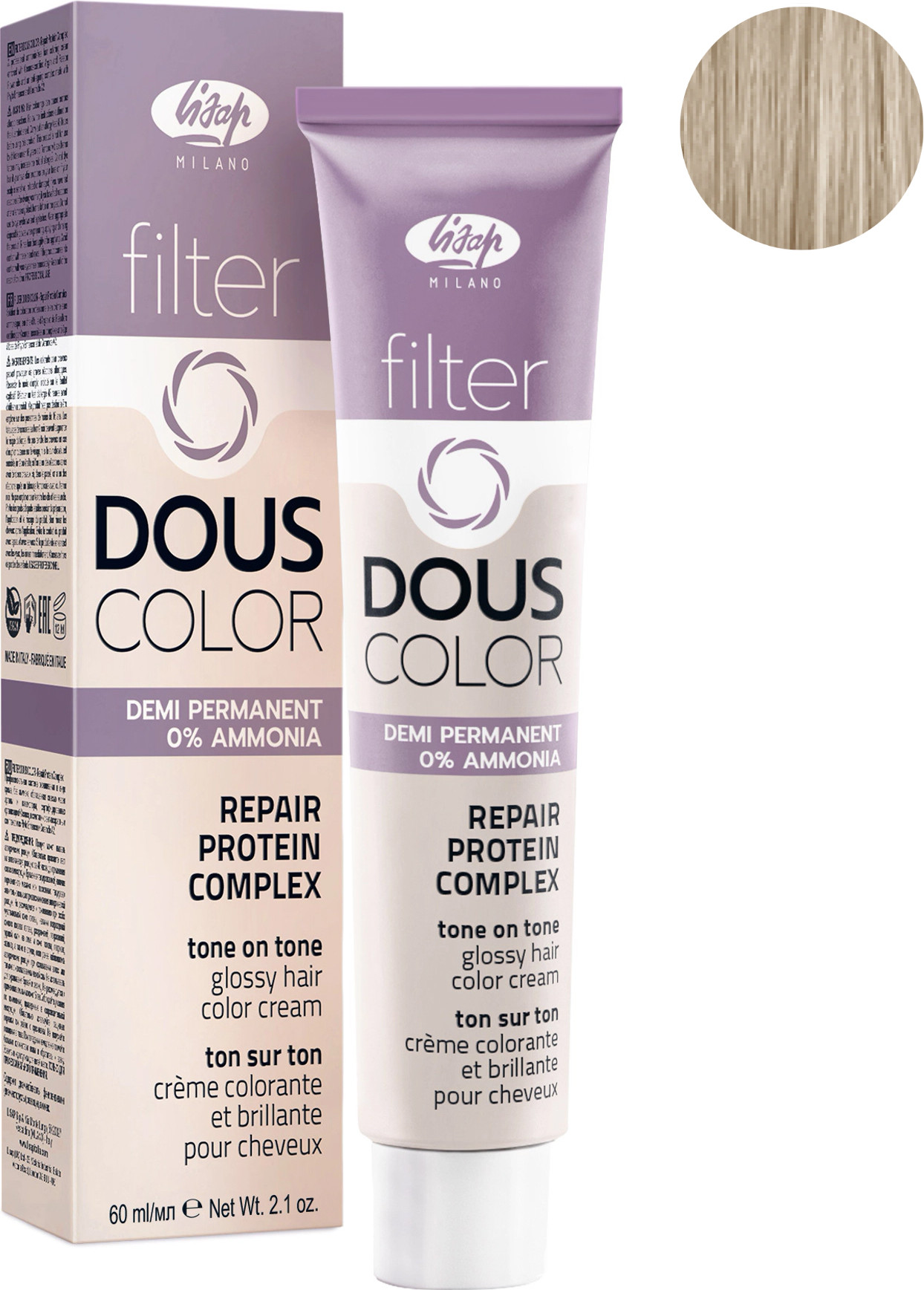 Крем-краска для волос Lisap Filter Dous Color тон 10/7 (60мл)