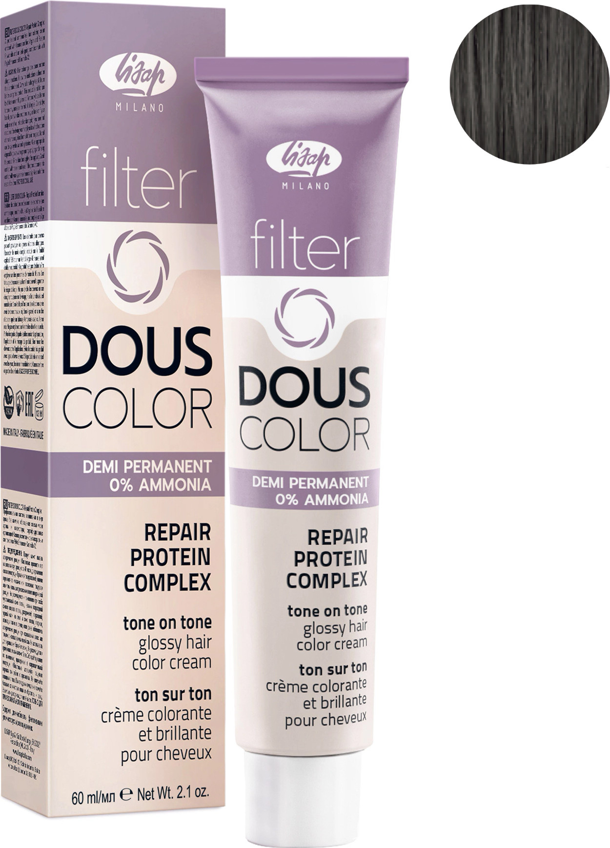 Крем-краска для волос Lisap Filter Dous Color тон 4/28 (60мл)